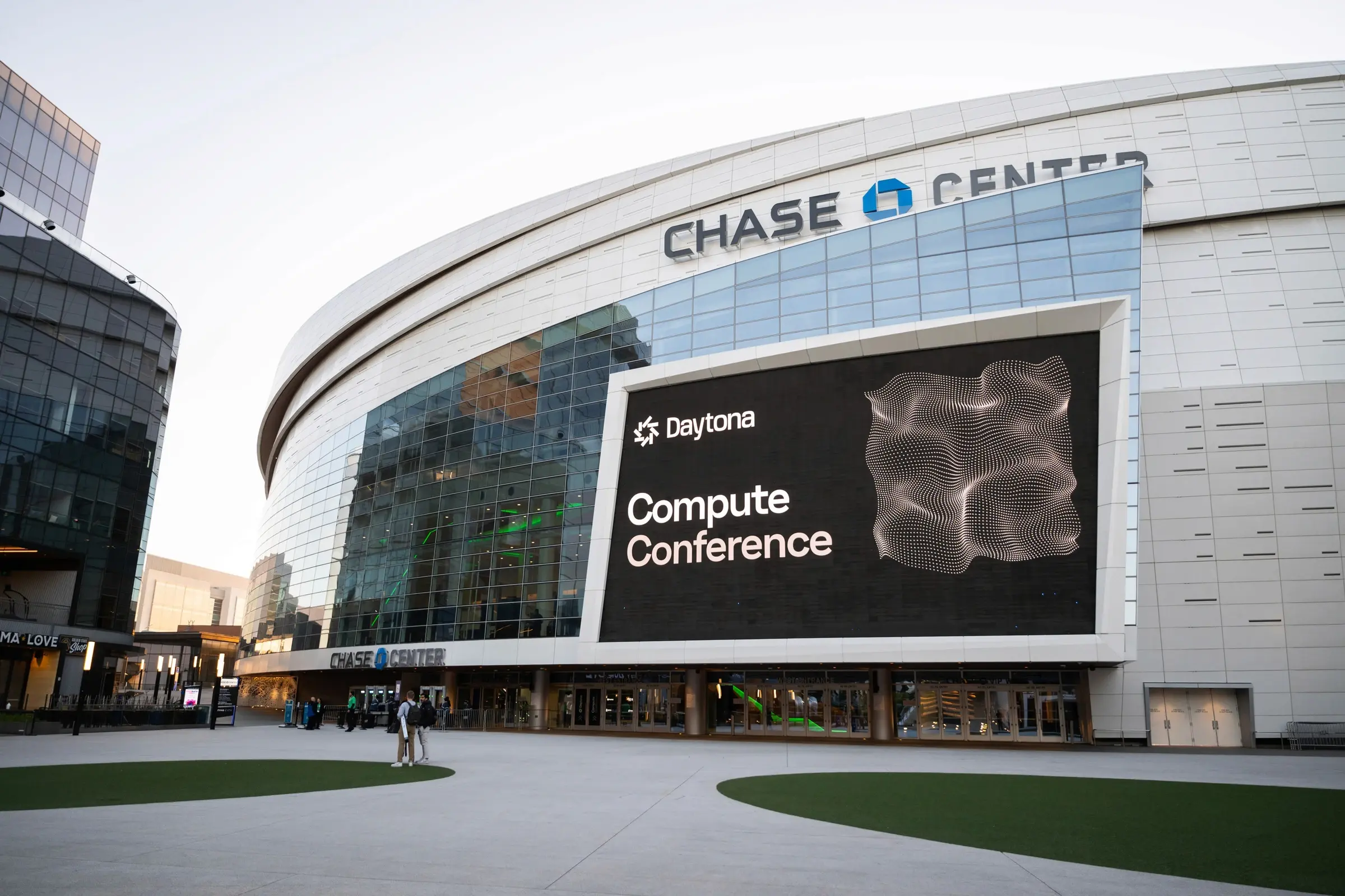 Chase Center with the Compute Conference sign
